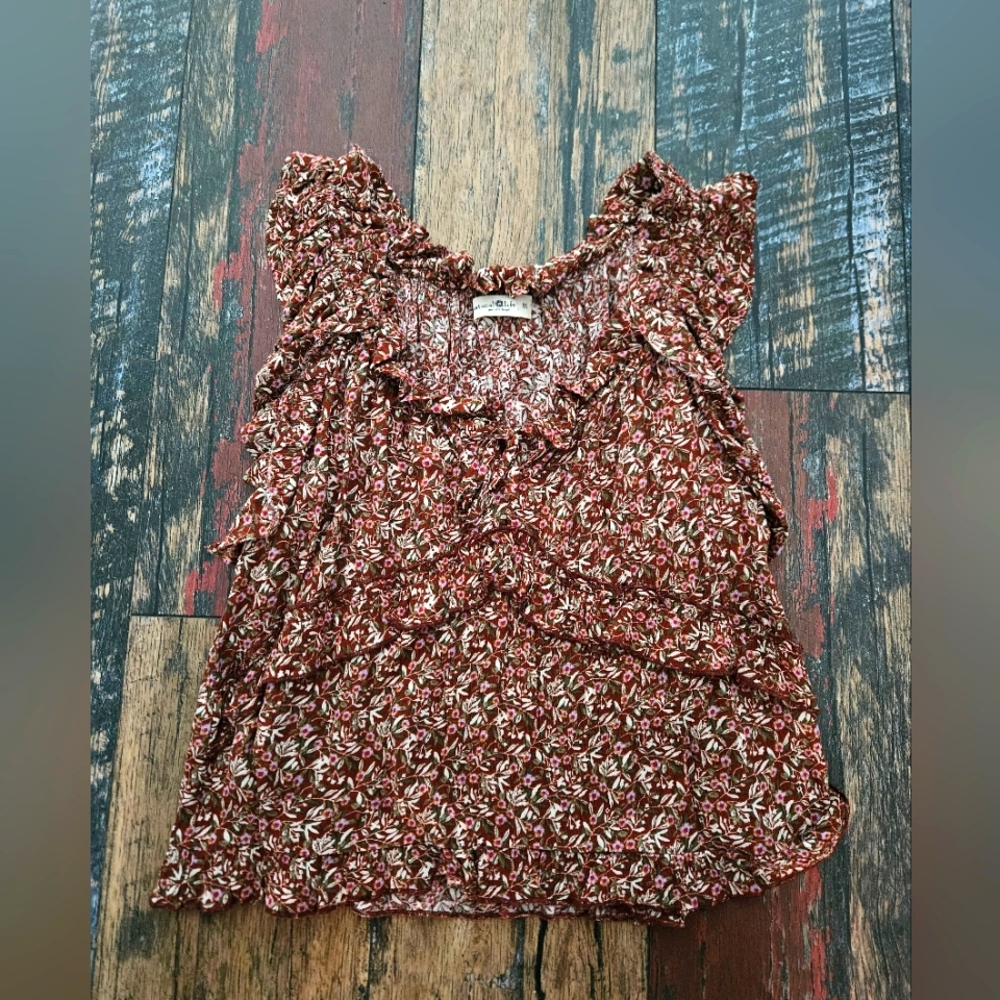 NATURAL LIFE Brown, Red, Pink Floral Blouse